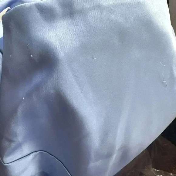 MAC DUGGAL One Shoulder Long Sleeve Satin Cocktail Blue Mini Dress Size 4 - Picture 9 of 9